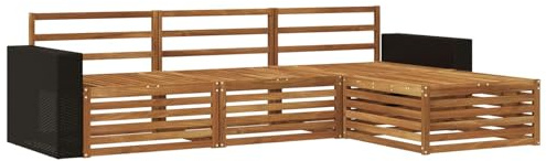 vidaXL Outdoor-Sofagarnitur 5 pcs Massivholz Akazie, Garten Sofa, modernes Lounge Set, entspanntes Terrassenmöbel für chillige Stunden, bequem und stylisch
