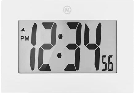 Marathon Große Digitale Wanduhr | Große Ziffernanzeige mit Wecker & ausklappbarem Tischständer | Ideale Wanduhr für die Küche oder als Wanduhr für das Schlafzimmer