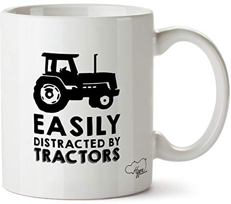 Hippowarehouse Easily Distracted by Tractors Printed Mug Cup Ceramic 10oz