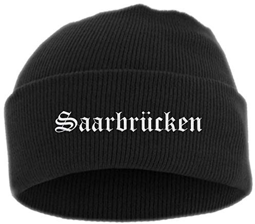 sostex Saarbrücken Umschlagmütze - Altdeutsch - Bestickt - Mütze mit breitem Umschlag Einheitsgröße Schwarz