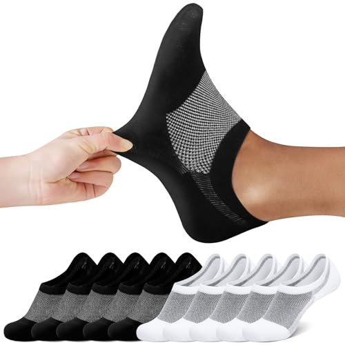 FALARY Sneaker Socken Damen 35-38 Kurze Socken 10 Paar Füßlinge Herren Schwarz Weiß Füsslinge Unsichtbar No Show socks Sneakersocken