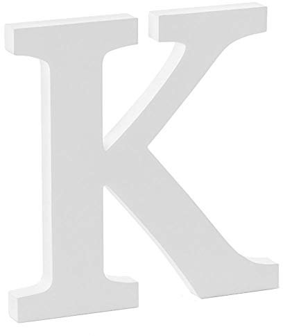 Libetui 20cm große Buchstabe K Dekobuchstabe K Haus Dekoration Wohnzimmer Kinderzimmer Deko Geburtstag Party Hochzeit Café Home Deko Farbe Weiß Größe 20cm freistehend, bemalbar