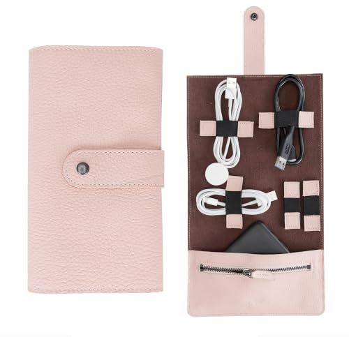 Solo Pelle Elektronische Tasche Organizer universal travel Kabel Elektronik Zubehör Tasche Reise Organizer Case für Handy, Kabel, Festplatte, USB Sticks, Lena (Rosa)