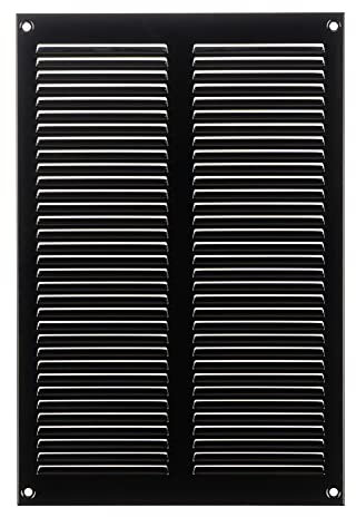 Steinberg14 Black 200x300mm Metal Air Vent Cover with Insect Mesh - 8x12 inch Ventilation Cover Grille - Air Vent Register for Walls and Ceilings - Ventilation Cover for Outdoor and Indoor