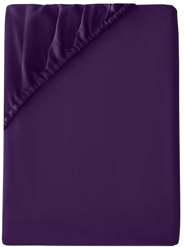 Anti-Allergy Anti-Bacterial Brushed Microfibre Polyester Fitted Bed Sheet - 28cm Depth, Easy Care, Fade Resistant (Blackberry Purple, 4ft Small Double)