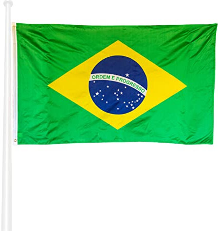 KliKil Brasilianische Flagge, 90 x 150 cm, wetterfest, Oberstoff, 150 x 90 cm, mit 2 Metallösen, Brasilien, Flagge Gartendekorationen