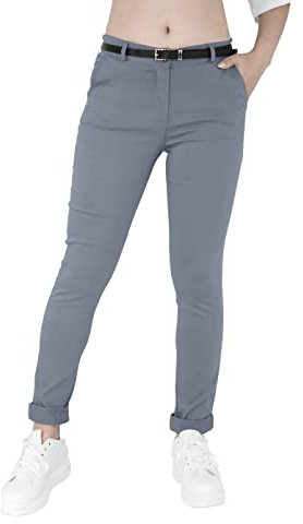 JOPHY & CO. Pantalone Elasticizzato Donna Chino con Cintura (cod. 3008) (Grigio Scuro, L)