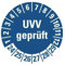 100 Stück – Mehrjahresprüfplakette „UVV geprüft | 24-29“ Etikett Folie Aufkleber, blau | Ø15-40mm Made in Germany, Größe: Ø20 mm