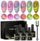 MTSSII Cat Eye Gel Nagellack Mode Chamäleon Magnetgel UV LED 6 Farben mit 1 Magnet Stick Gel Nagellack Set 7St (Seide Mondschein Katzenauge)