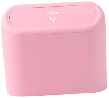 F Fityle Mini Poubelle de Voiture, Organisateur de déchets, Accessoires de Voiture, Poubelle de Voiture à Pression avec Couvercle, Poubelle de Voiture pour la, Rose