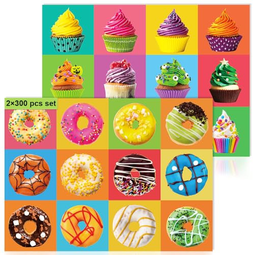 fishwisdom 300 Piece Jigsaw Puzzles Donuts Sweet Treats for Adults Teens and Kids Family Happy Gift Idea (Pack of 2) (Donuts+Cupcakes)
