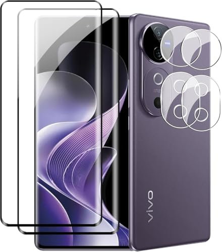 Effcotuo Schutzfolie für VIVO V40 5G für Panzerglas Kamera Schutzfolie 9H Härte Displayschutz Folie Anti-Scratch Ultra Dünn Displayschutzfolie für VIVO V40 5G