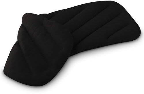 LESCHI XXL Coussin chauffant micro ondes (50x20cm) en coton 100% bio, 8 compartiments, noir, Bouillotte graines de blé 100% bio, Bouillotte micro-ondes idéale pour réchauffer épaules, cou, dos, nuque