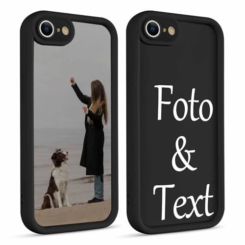 Xylota Personalisierte Handyhülle für iPhone 7/8/SE 2022/SE 2020 4,7'', Personalisiert Hülle mit Selbst Gestalten Eigenem Bild Text Foto Schutzhülle, Individuelle Design Case für iPhone 8,Schwarz