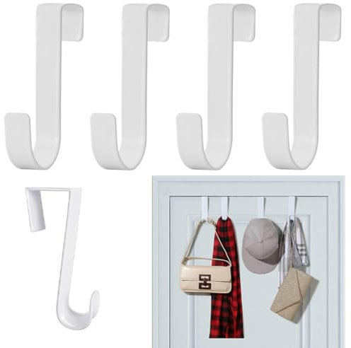 Paquete de 5 Ganchos De Puerta, Ganchos de Acero Inoxidable a Prueba de Agua,Ganchos Para Gabinetes y Armarios, Para Salas De Estar, Baños, Cocina, Toallas, Ropa, Sombreros, Abrigos, Bolsas Blanco