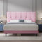 Yocreat Double Bed Frame, Pink, Upholstered Wooden Slat Bed Frame with Headboard, Easy Assembly, Underbed Storage, No Box Spring Needed 135×190