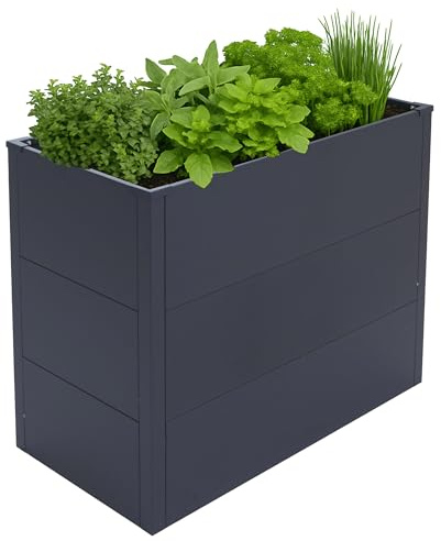 Mendler Hochbeet HWC-P64 77x100x50cm Stahl - anthrazit | Metallhochbeet, Gemüse-/Pflanzbeet, Blumenkasten, Pflanzkübel, Garten
