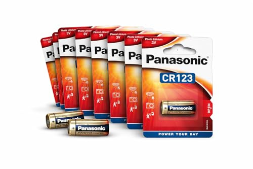 Panasonic CR123 Photo Lithium Batteries, 3V, for Cameras, Security and Torches (10 PACK)