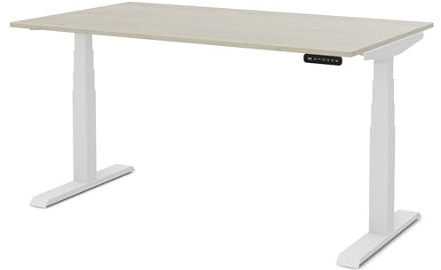 ASSMANN Elektrisch höhenverstellbarer Kinderschreibtisch JUNIOR 120x70cm Eiche Polar Weiß, TÜV-Zertifiziert, Memoryfunktion, Kollisionsschutz, 5 Jahre Herstellergarantie einfache Montage für Büro und