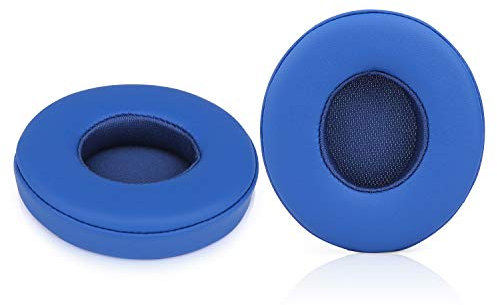 Solo 2 kabelgebundene Ersatz-Ohrpolster – Jarmor Proteinleder und Memory-Schaum-Ohrpolster für Beats Solo2 Wired On-Ear-Kopfhörer von Dr. Dre (nicht für Solo 2.0/3.0 Wireless geeignet), Blau