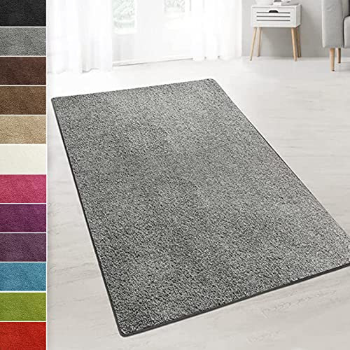 casa pura Teppich Wohnzimmer Grau Flauschiger Teppich 80x250cm Läufer, weicher Wohnteppich Deko für Schlafzimmer, Kinderzimmer, Flur mit antirutsch Unterseite, Shaggy Hochfloor Barcelona