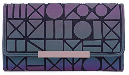 Geometrische Lange Brieftasche und Geldbörse - Mode Leuchtend Trifold Gitter Geldbörse Brieftaschen für Damen NO.4