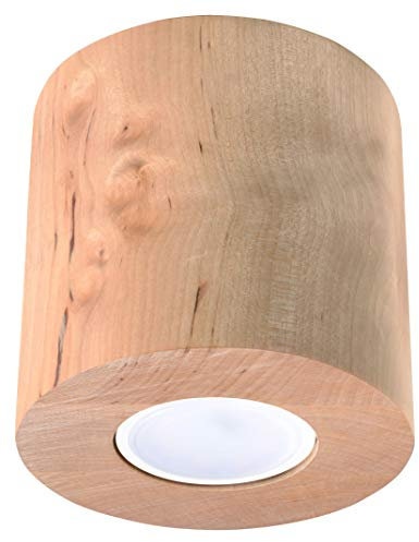 Sollux Lighting LIGHTING Orbis Downlight Deckenleuchte – Wandleuchte Innen für Wohnzimmer und Esszimmer – Modernes Design im rustikalen Stil – 1 x GU10-Glühbirne, Naturholz, 10 x 10 x 10 cm, SL.0492