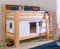 Froschkönig24 Etagenbett JAN Kinderbett Spielbett Bett mit Bücherregal Buche Weiß/Blau, Matratzen Oben/unten:ohne