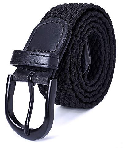 Mile High Life Ceinture Élastique Extensible Tressée Boucle de Ceinture Noire Ovale Mixte(X-Large, Black Z.)
