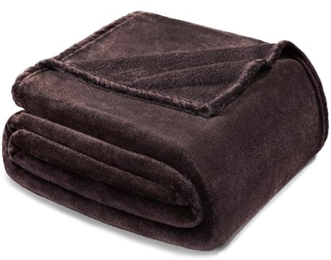 Exclusivo Mezcla Fleece Blanket Double Size for Bed, Super Soft and Warm, All Season Use, Cozy, Plush, Lightweight, 230x168 CM, Coffee