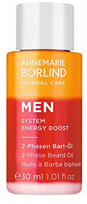 ANNEMARIE BÖRLIND MEN SYSTEM ENERGY BOOST 2-Phasen Bart-Öl (30ml) - Energetisierendes, Kräftigendes und Pflegendes Bart-Öl, Schnell Einziehend, Vegetarisch