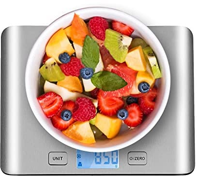 himaly Digital Kitchen Scales Food Scale with Stainless Steel Platform,Electronic Cooking Scale with Backlit LCD Display, Add, Weigh, Measures Liquids/Fluids, for Baking and Cooking,5KG,Silver