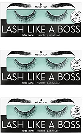 essence cosmetics LASH LIKE A BOSS false lashes, künstliche Wimpern, Nr. 04 Stunning, Schwarz, definierend, verlängernd, volumengebend, langanhaltend, vegan, 3er Pack (3 x 1 Paar)