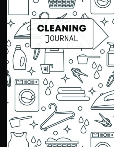 Cleaning Journal: Household Check Lists And To Do Lists. Discover The Easy Way To A Tidy And Clean Home. Washing Machine, Laundry Basket, Detergents, Iron, Clothespins, Hanger, Linen Pattern