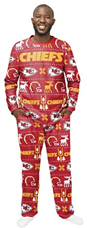 Kansas City Chiefs NFL Ugly Pajama Schlafanzug Pyjama Weihnachten (XL)