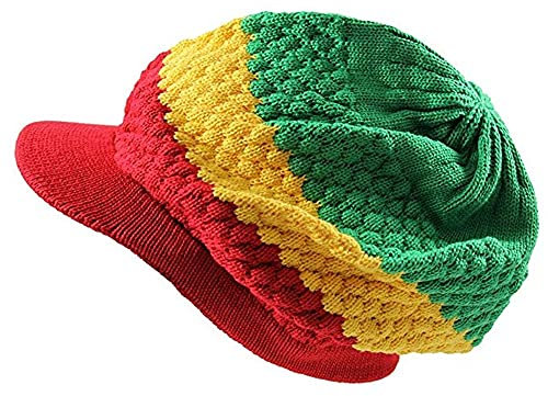 CRAZY Lizard Rasta Mütze für Dreadlocks. Beanie Mütze mit Rasta-Streifen (RH4) Dreadlock-Zubehör Herren Tams-Beanie-Mütze Jamaikanische Hüte