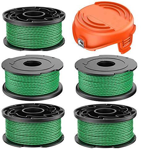 Bobine de fil pour Black et Decker GL7033 GL8033 GL9035 A6486 débroussailleuse sans fil 2,0 mm 6,1 m, Bobine de fil rechange Coupe Bordure pour Black and Decker A6486 (5 + 1pcs)