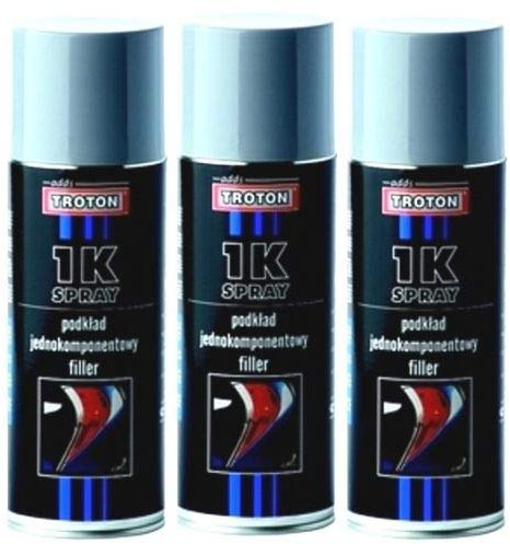 Troton 1K Acryl Primer Grau 3 x 400ml Inter GRUNDIERUNG Matt Spray Hitzebeständig KFZ HAFTGRUND Auto