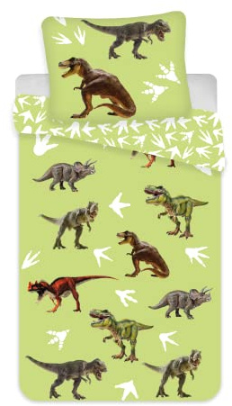 Brandmac Dinosaurie sängkläder 100 % bomull, babypåslakan 100 x 135 cm + örngott 40 x 60 cm, grönt