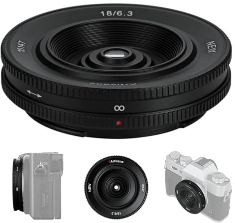 7artisans 18mm F6.3 II M43 Mount Geeignet,Ultradünnes APS-C Prime Objektiv,58g,0.3M Fokus Entfernung,UFO-Objektiv für M43 Kompaktkameras GF1-9 G1 G2 G3 G4 G5 G6 G85 GH1 GH4 GH5