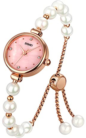 SKMEI Orologi da donna Bracciale Diamante Signore Femminile Piccolo Oro Rosa Moda Di Lusso Sottile Impermeabile Analogico Al Quarzo Casual Ragazze Moglie Regali Argento
