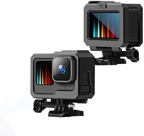 Lupholue Protective Housing Frame Cover Skeleton Shell Case with Cold Shoe Adapter, Side Cover, Lens Caps and Screen Cover Compatible with GoPro Hero 12 11 10 9