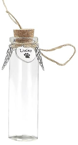 free-space Tierhaar-Gedenkflasche, Glasfläschchen für Asche oder Haare, Hund oder Katze, Andenken, Haustierverlust, Geschenk (Custom Name)