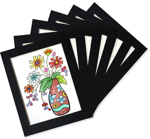 YIYINOE 6er 20x25 cm Bilderrahmen Set,Pappe Bilder Rahmen mit Schutz Kunststoffmembran,Wandmontage Fotogalerie Display für Collage,Fotos,Bilder,Fotorahmen Familie,Schwarz