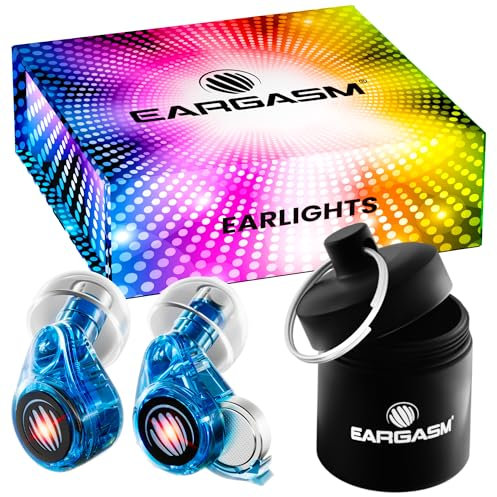 Eargasm Earlights High Fidelity LED-Ohrenstöpsel – wiederverwendbare Ohrstöpsel zur Geräuschreduzierung zum Gehörschutz, perfekt für Raves, Festivals, Konzerte, Clubs, Live-Events, laute Umgebungen