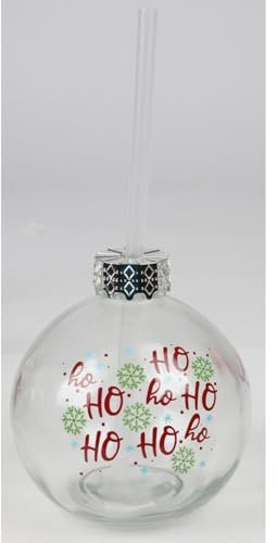 8 x BURI Drinking Glass Christmas Tree Bauble 400 ml Straw Christmas Winter Tableware Set Party Christmas Drinking Glasses Family