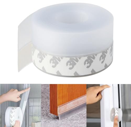 MHwan Bas de Porte, Très Transparent et Beau Isolation Phonique Porte, Adhésif Professionnel 3M Auto-Adhésif Puissant Joint Porte, Multifonctionnel Coupe-Vent Anti-Insectes et Insonorisé Joint Fenetre