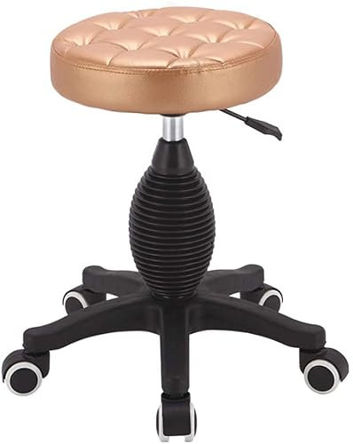 AVIMYA Hocker auf Rädern Beauty Hocker Drehhocker Barstuhl Arbeitshocker Friseurstuhl Heben Rotieren, Friseur, Make-up, Nagelkunst, Rot (Farbe: Gold) ShaoSu