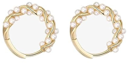 Ryaupy Perlenohrringe Gold Perle Huggie Hoop Ohrringe Boho Perle Twist Hoop Ohrringe Vintage Perle Braut Ohrringe Hochzeit Perle Ohrringe Schmuck Für Frauen Und Mädchen Geschenke