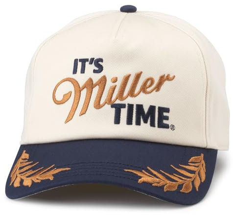 AMERICAN NEEDLE Miller Lite Beer Club Captain, verstellbare Snapback-Baseballmütze, Elfenbein/Marineblau (24002A-MLITE-INVY), Club Captain (Elfenbein/Marineblau), Einheitsgr��e
